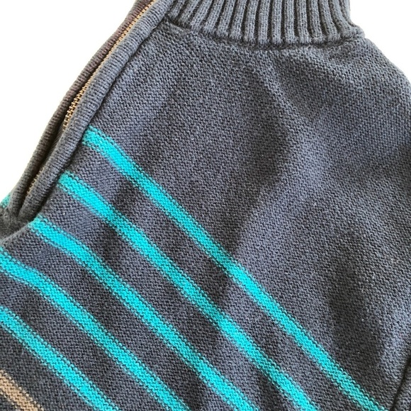 Carbon Striped Navy Pull Over Zip Up Men’s Sweater XL - Picture 6 of 9